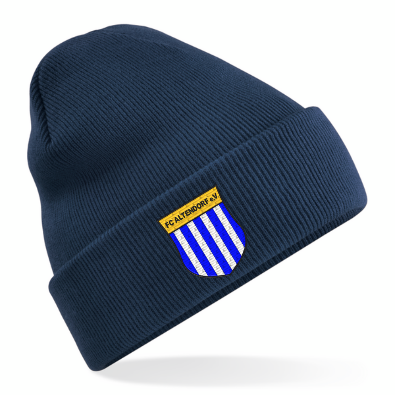 FC Altendorf Kindermütze French Navy Originalwappen parallel zum Krempenabschluss in Stickoptik
