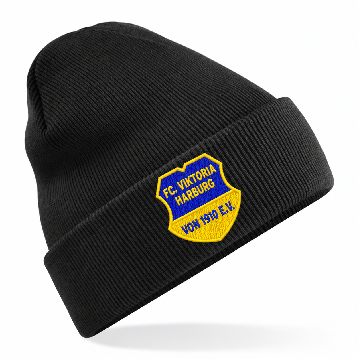 FC Viktoria Harburg Kindermütze in Black mit blau-gelbem Stickwappen