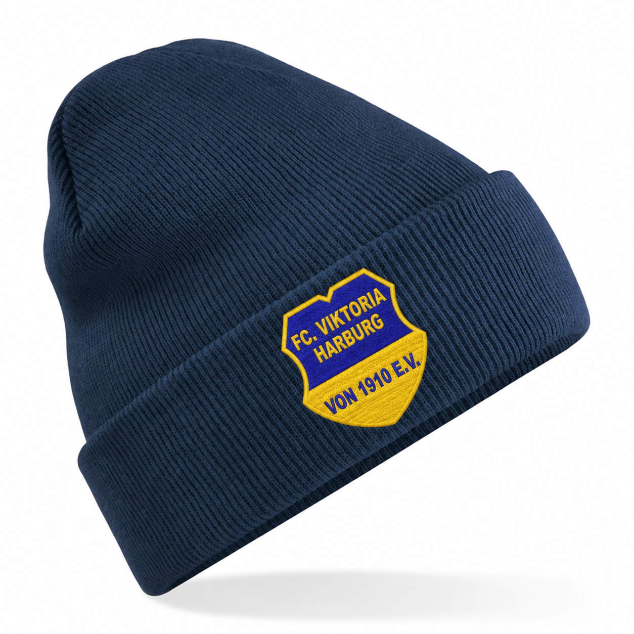 FC Viktoria Harburg Kindermütze in French Navy mit blau-gelbem Stickwappen