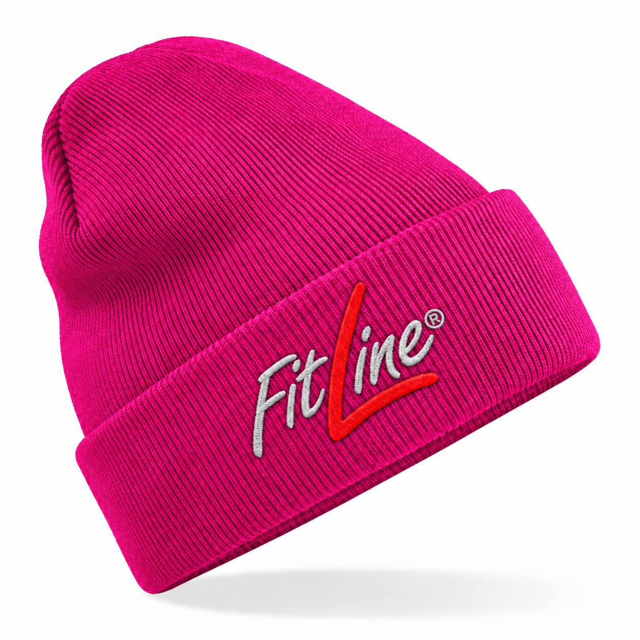 FitLine Kindermütze Fuchsia – graue Schrift mit rotem L in Stickoptik