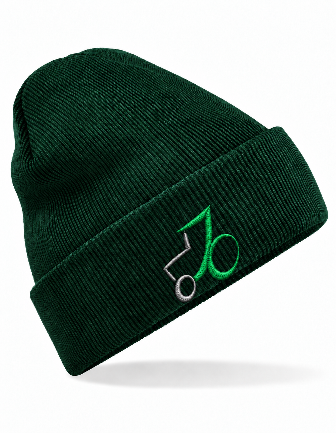 Jörg Oltmanns Mütze Bottle Green mit Logostickerei