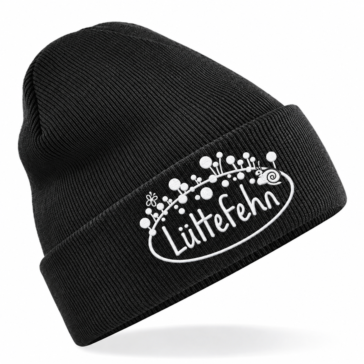 Kita Lüttefehn Mütze in Black mit weißem Sticklogo