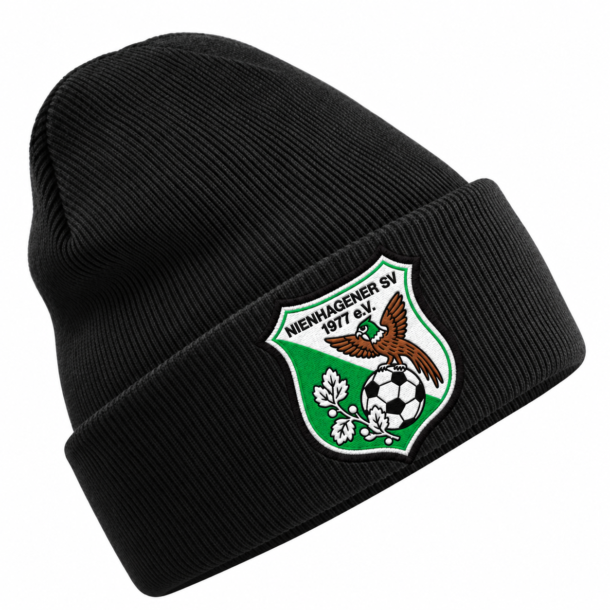 Nienhagener SV Kindermütze Black – mehrfarbige Vereinswappen-Stickerei