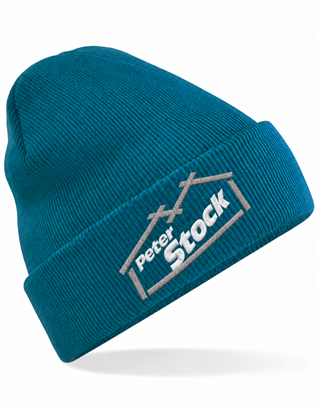 Peter Stock Mütze in Teal – korrigierte Logoausrichtung