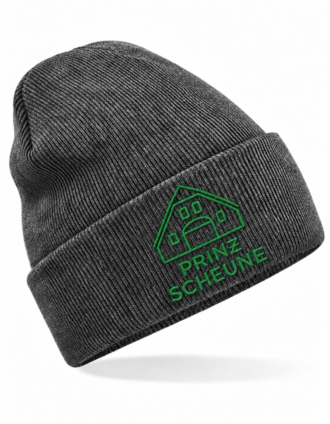 Prinz Scheune Mütze Antique Grey – dunkelgrüne Logostickerei