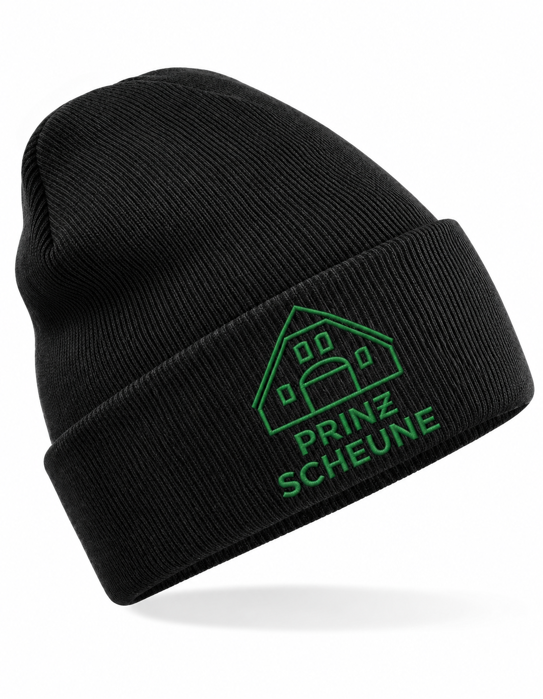 Prinz Scheune Mütze Black – dunkelgrüne Logostickerei