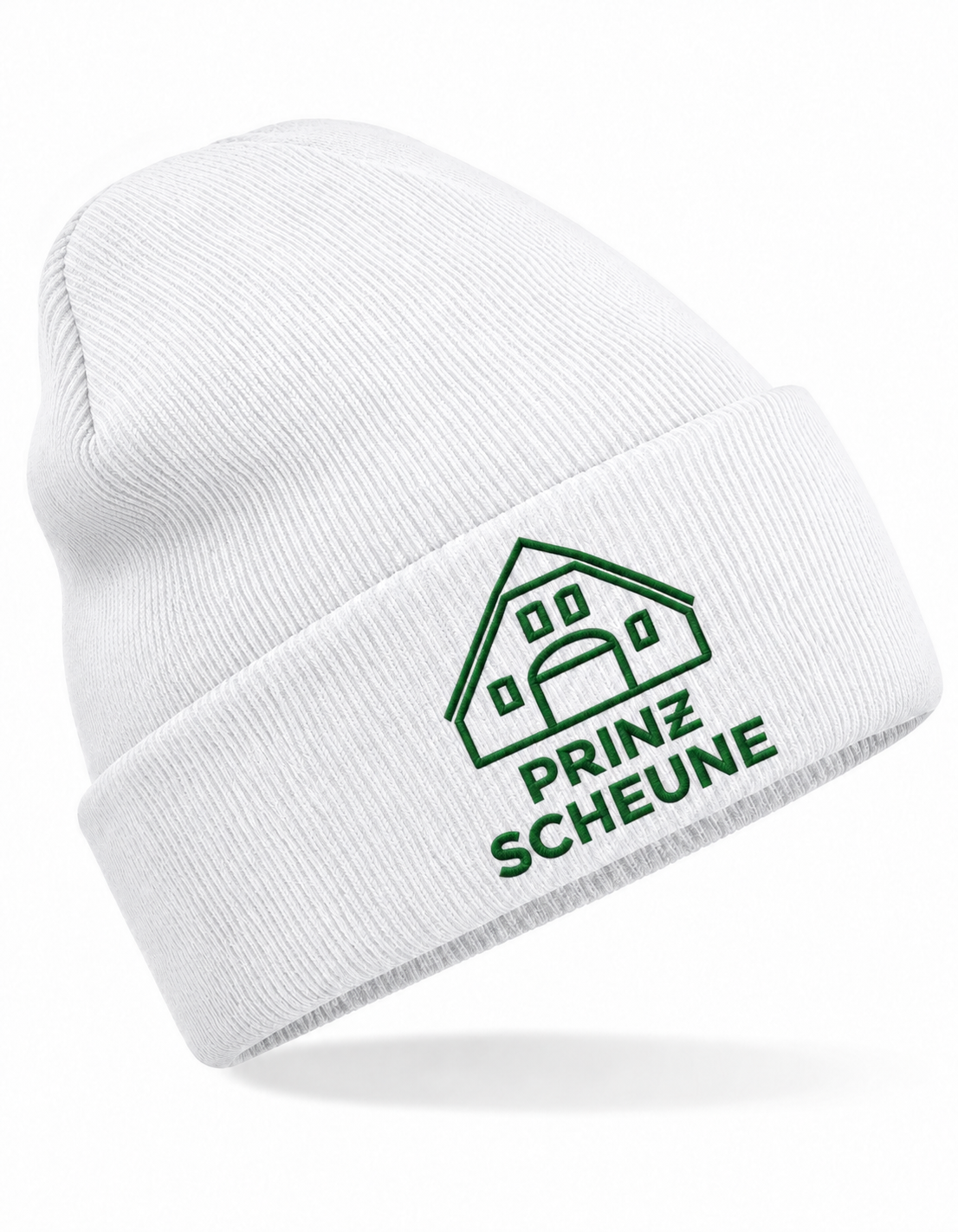 Prinz Scheune Mütze White – dunkelgrüne Logostickerei