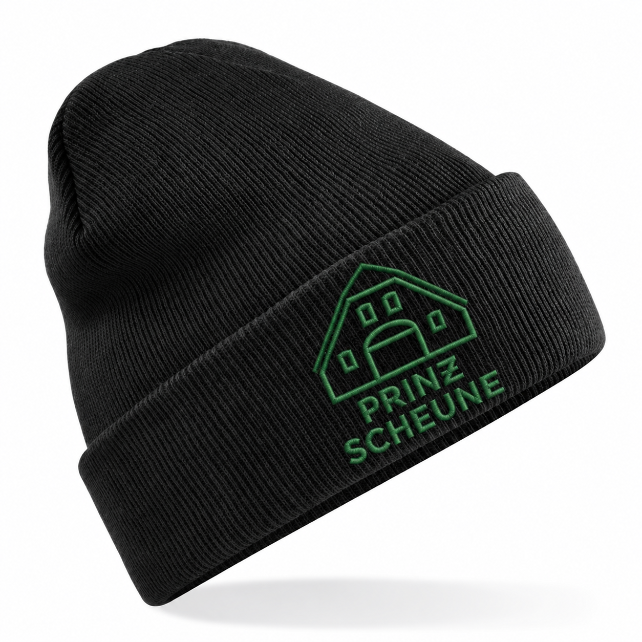 Prinz Scheune Kindermütze Black – dunkelgrüne Logostickerei