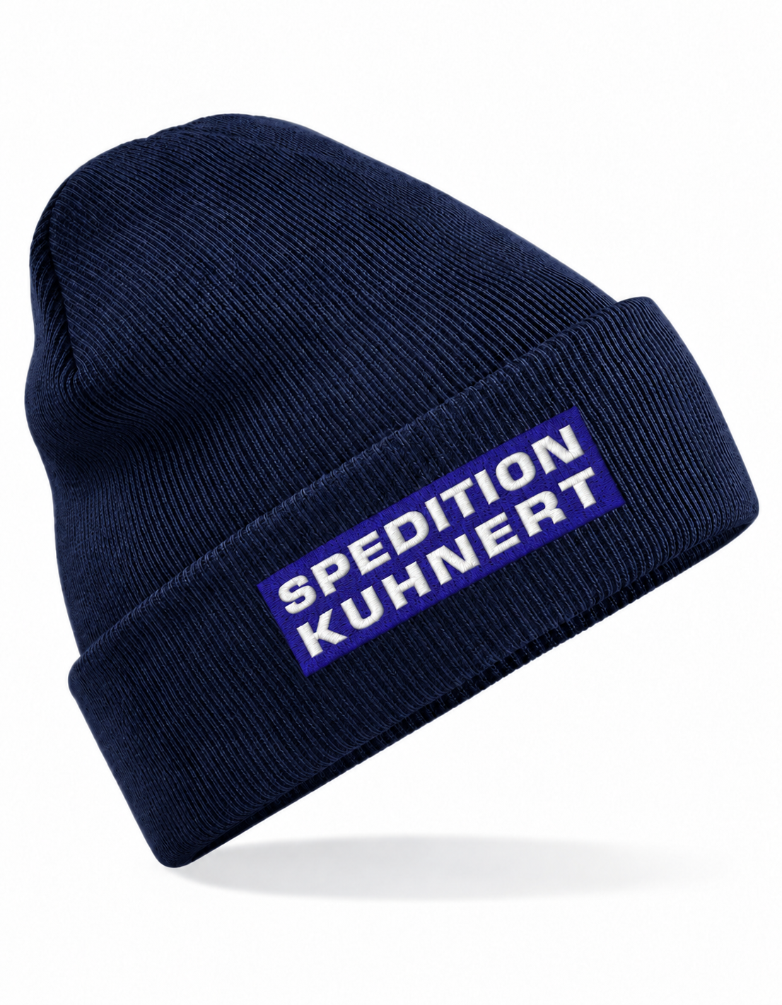 Spedition Kuhnert Mütze French Navy – weiße Logostickerei auf blauem Feld