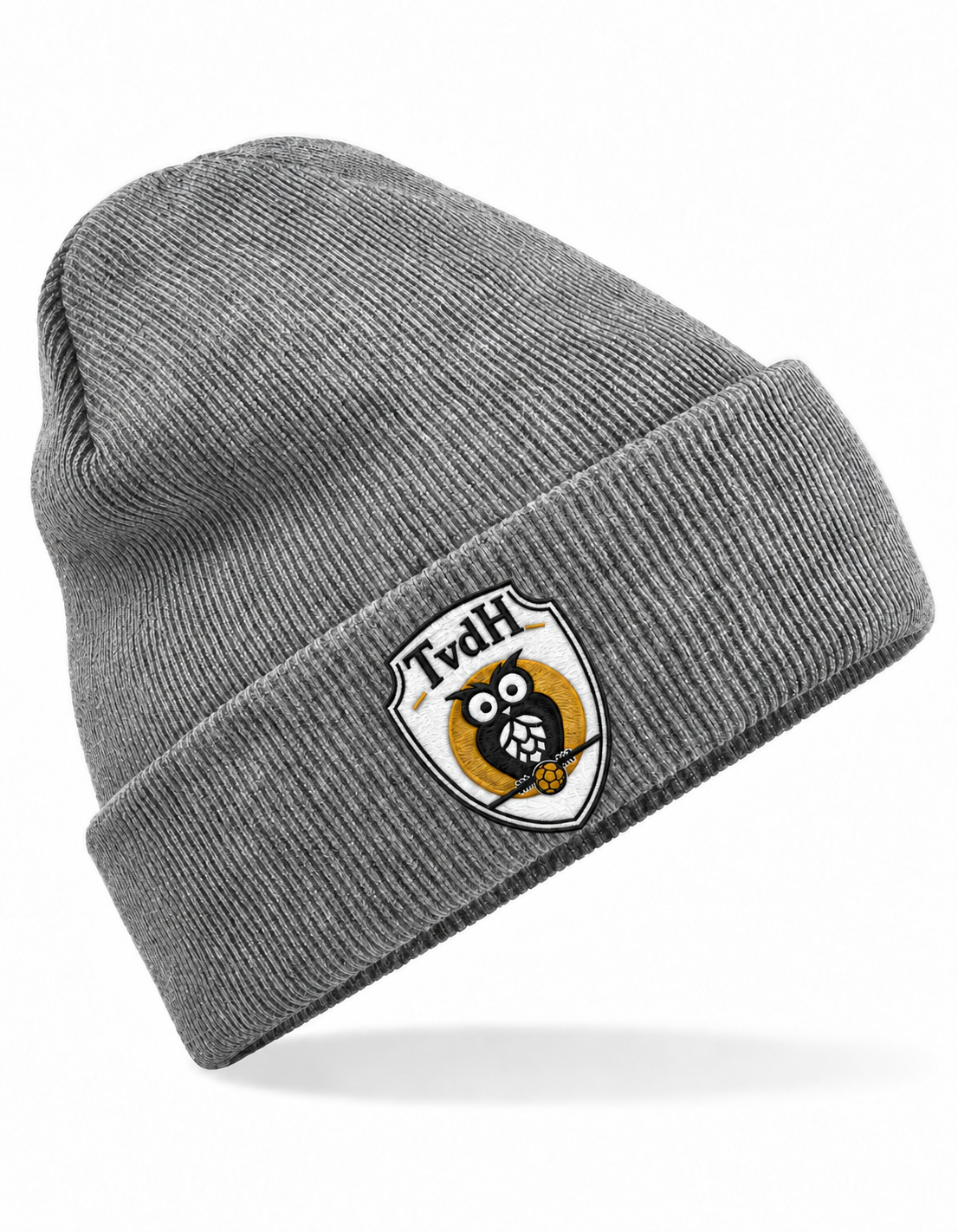 TvdH Eule Mütze Heather Grey – Sticklogo zentral auf dem Umschlag
