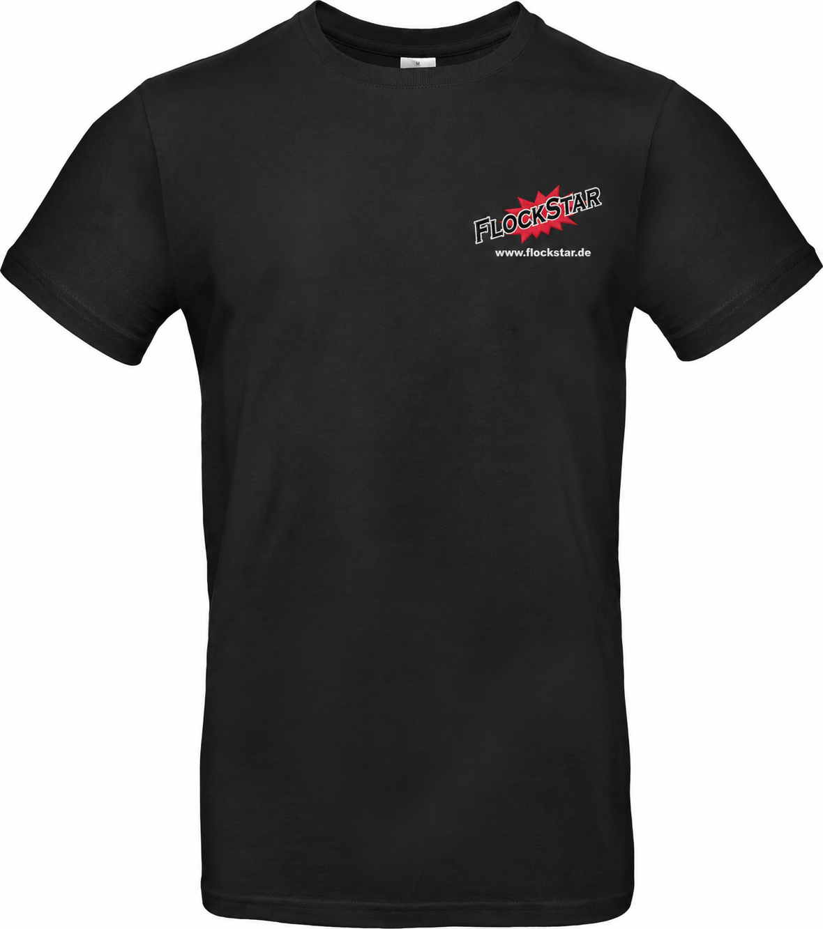 FlockStar BCTU03T Black – Vorderseite mit Logostickerei