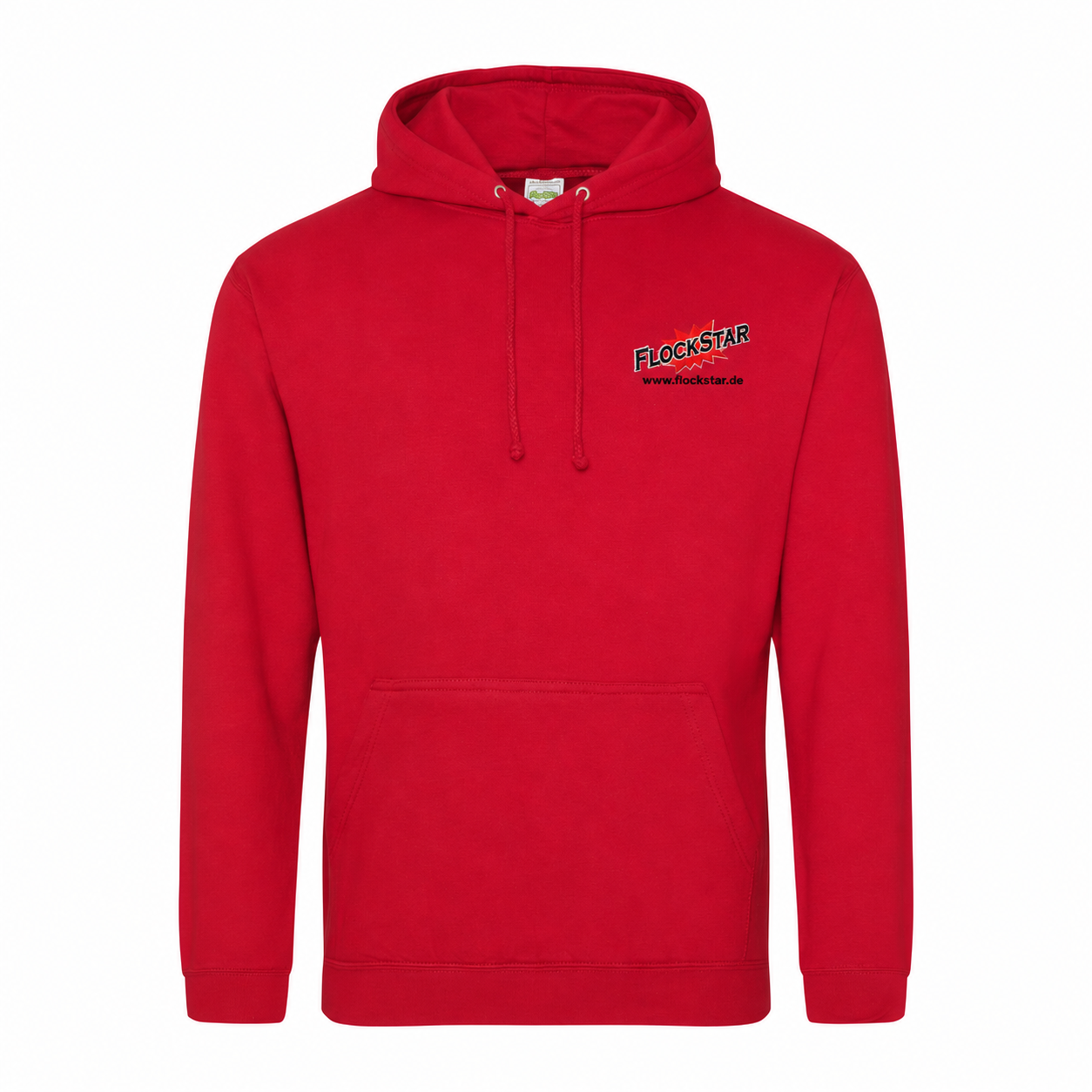FlockStar JH001 Fire Red – Vorderseite mit Logostickerei