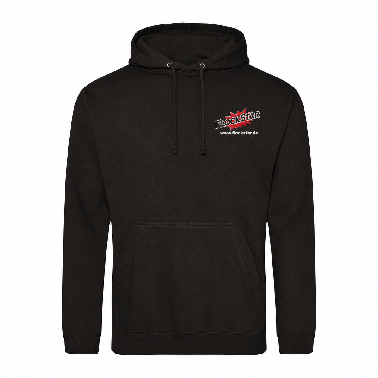 FlockStar JH001 Jet Black – Vorderseite mit Logostickerei