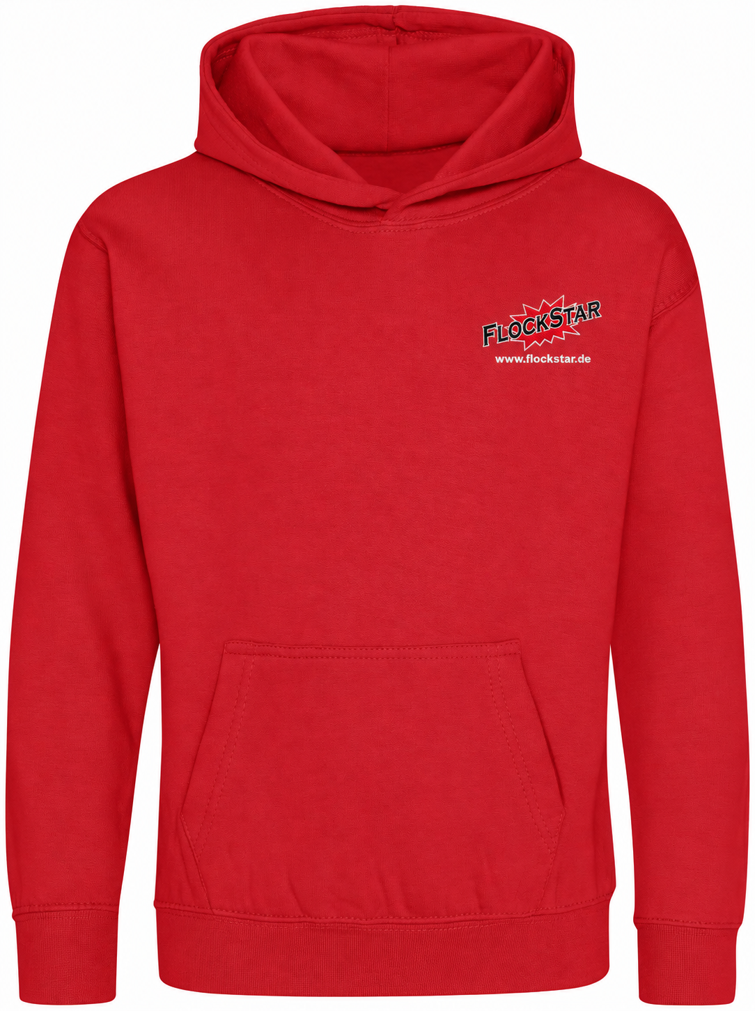 FlockStar JH001K Fire Red – Vorderseite mit Logostickerei