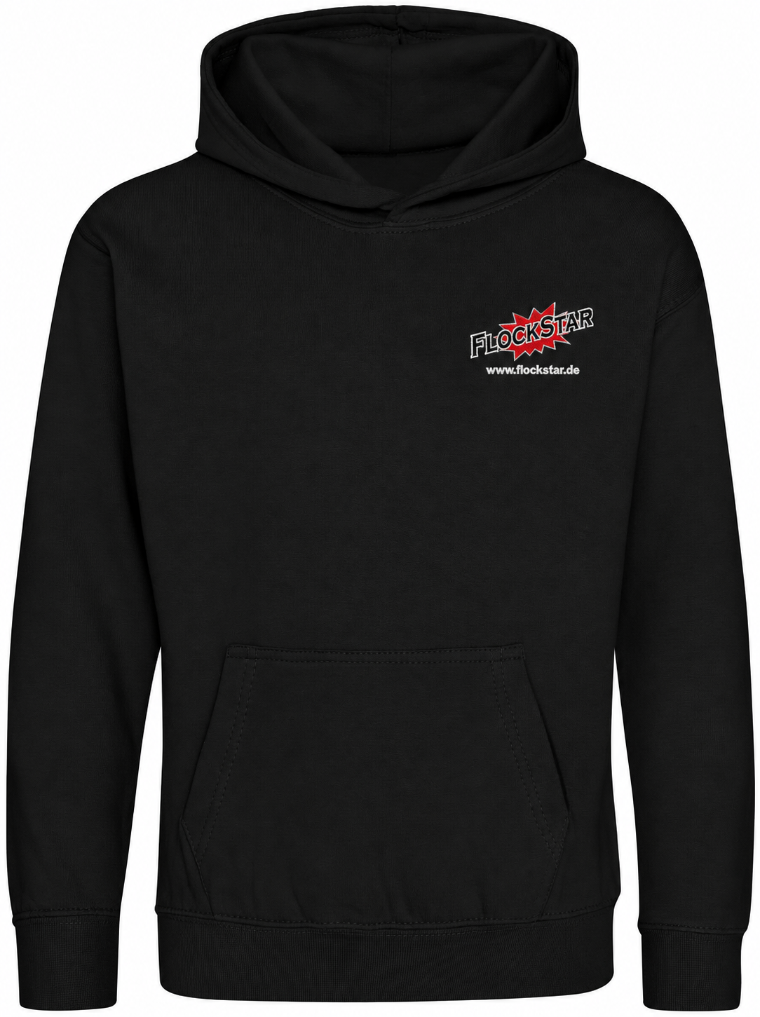 FlockStar JH001K Jet Black – Vorderseite mit Logostickerei