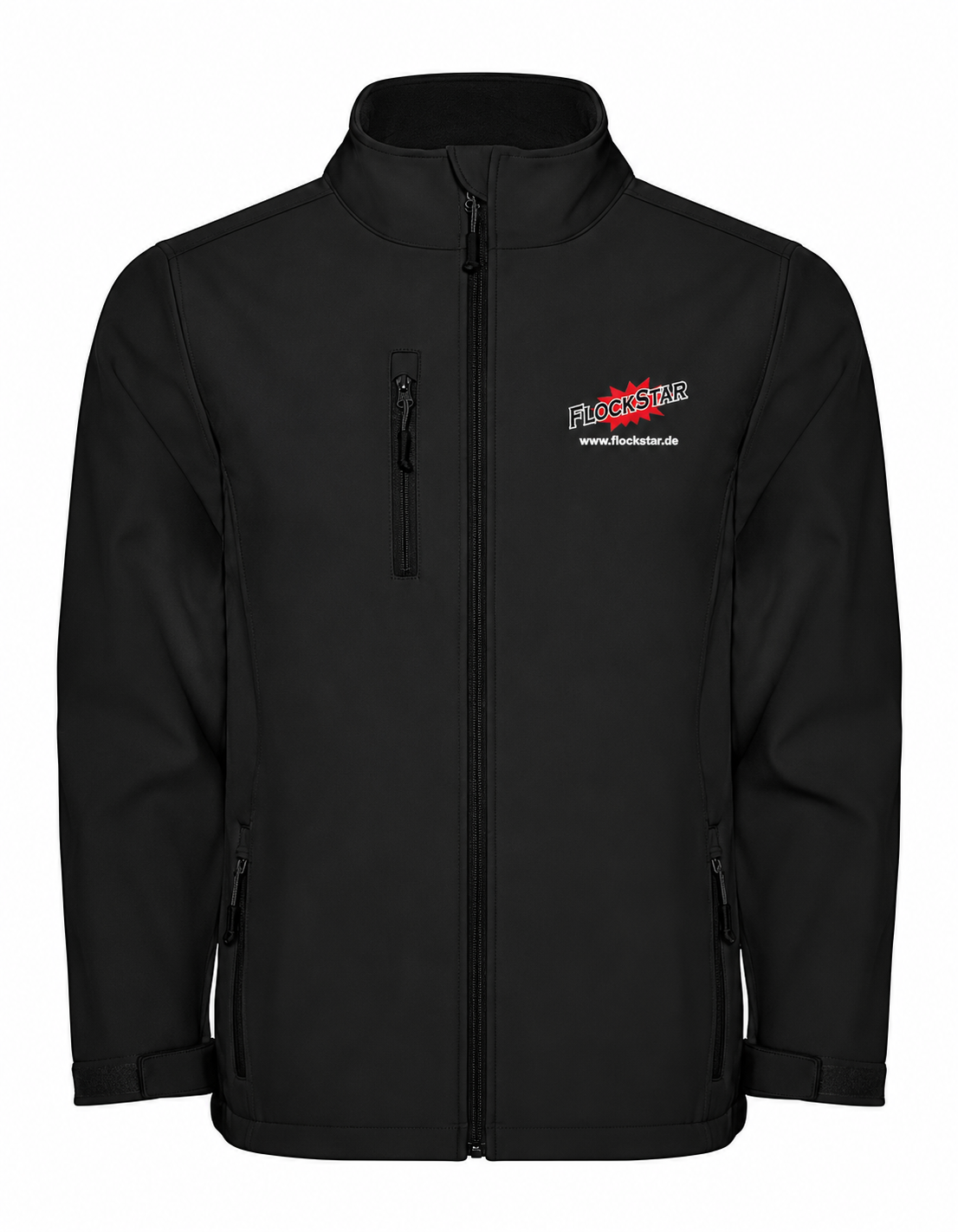 FlockStar RY6436 Black 02 – Vorderseite mit Logostickerei