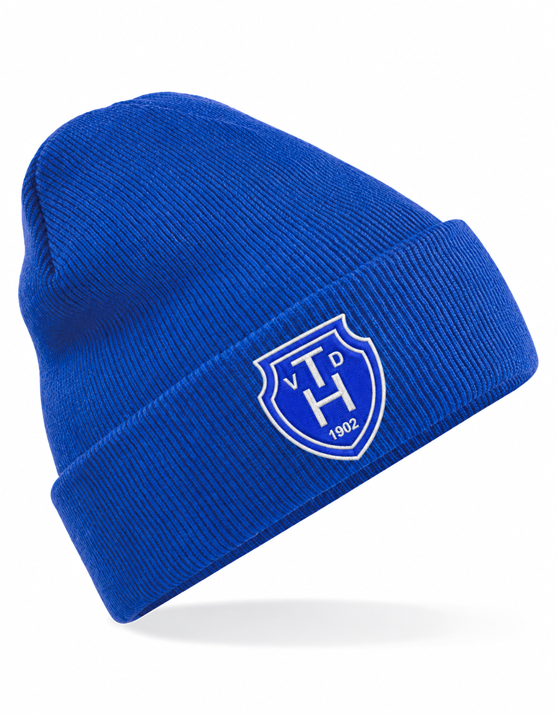 Haarentor Logomütze CB45 in Bright Royal mit gesticktem Wappen – digitale Vorschau