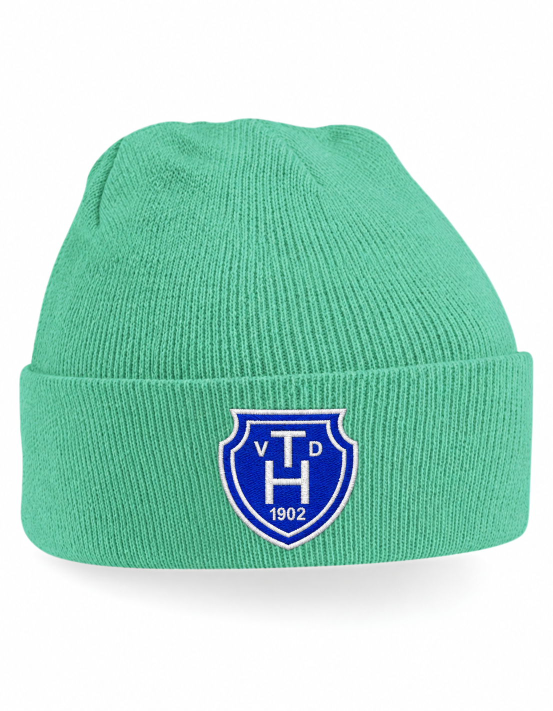 Haarentor Logomütze CB45 in Mint Green mit gesticktem Wappen – digitale Vorschau