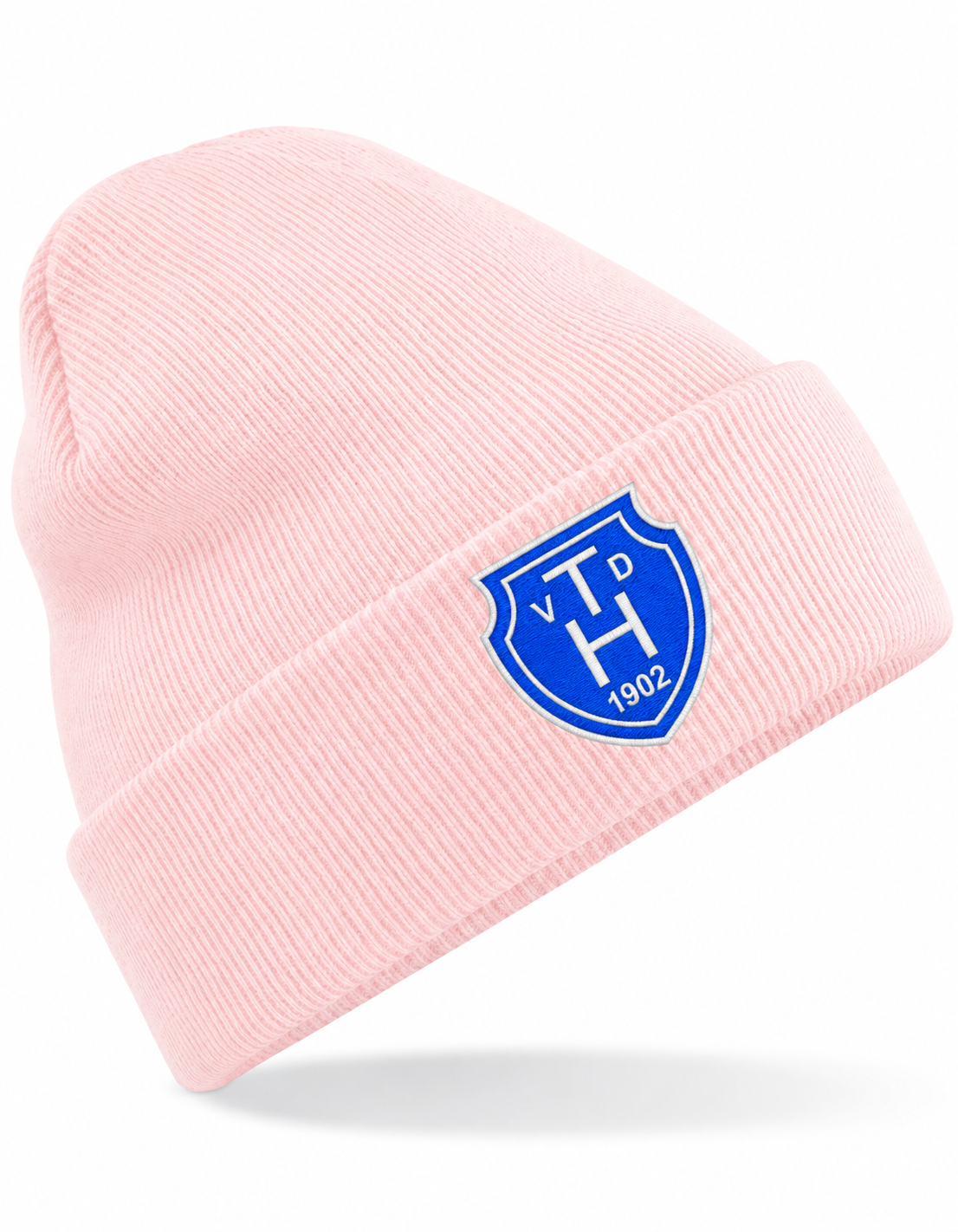 Haarentor Logomütze CB45 in Pastell Pink mit gesticktem Wappen – digitale Vorschau