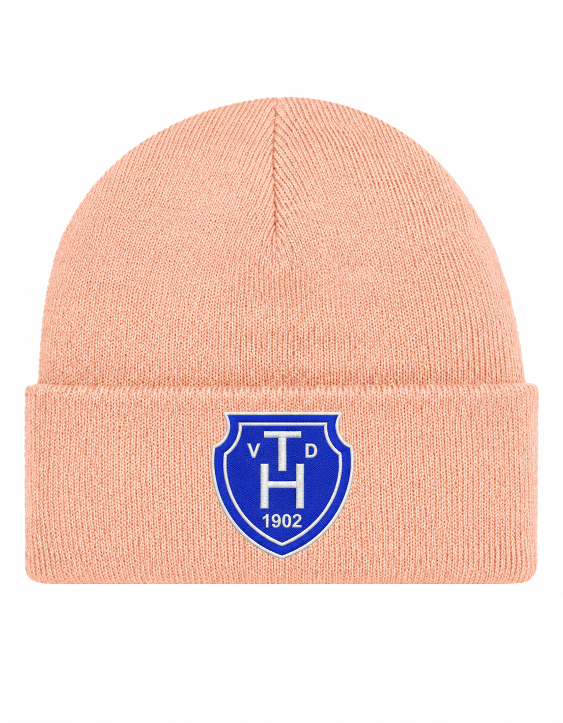 Haarentor Logomütze CB45 in Peach mit gesticktem Wappen – digitale Vorschau