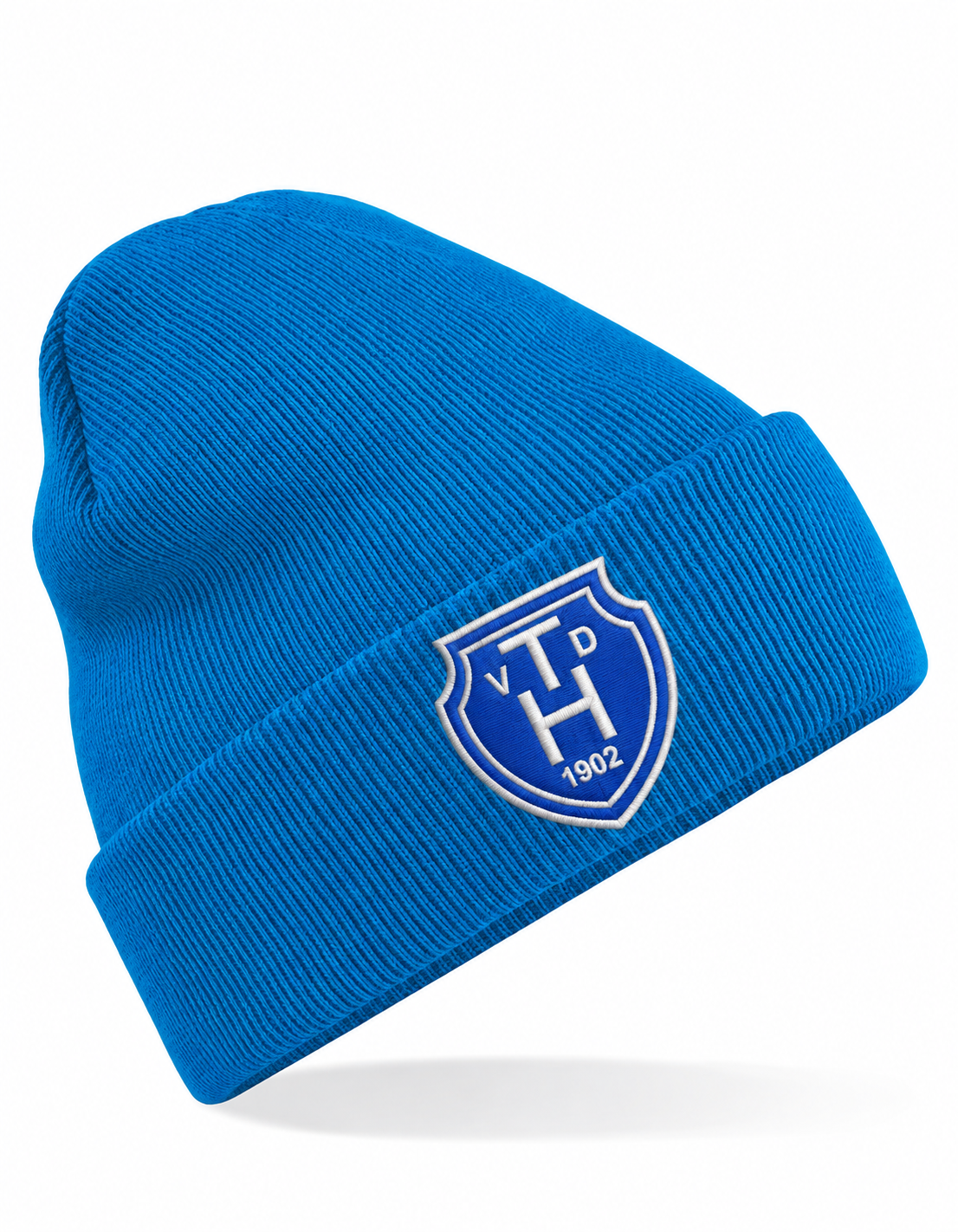 Haarentor Logomütze CB45 in Sapphire Blue mit gesticktem Wappen – digitale Vorschau