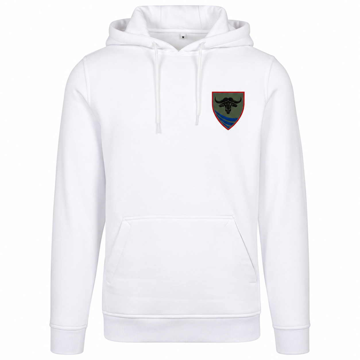 Premiumhoody Kompanie LogBtl 161 – White – Vorderseite mit Stickerei
